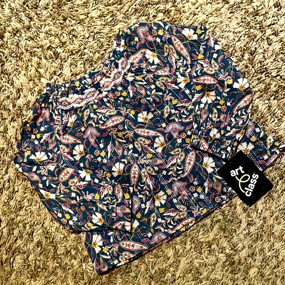 Art Class blue paisley floral lined top 18 months